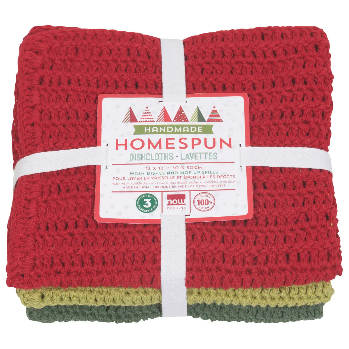 Homespun Holiday Christmas Dishcloths set of 3