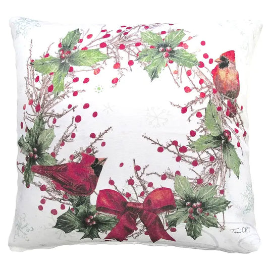 Woodland Christmas Wreath Pillow 19x24