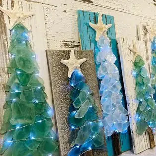 Shabby Plank Seaglass Christmas Tree-12 inch/Cobalt