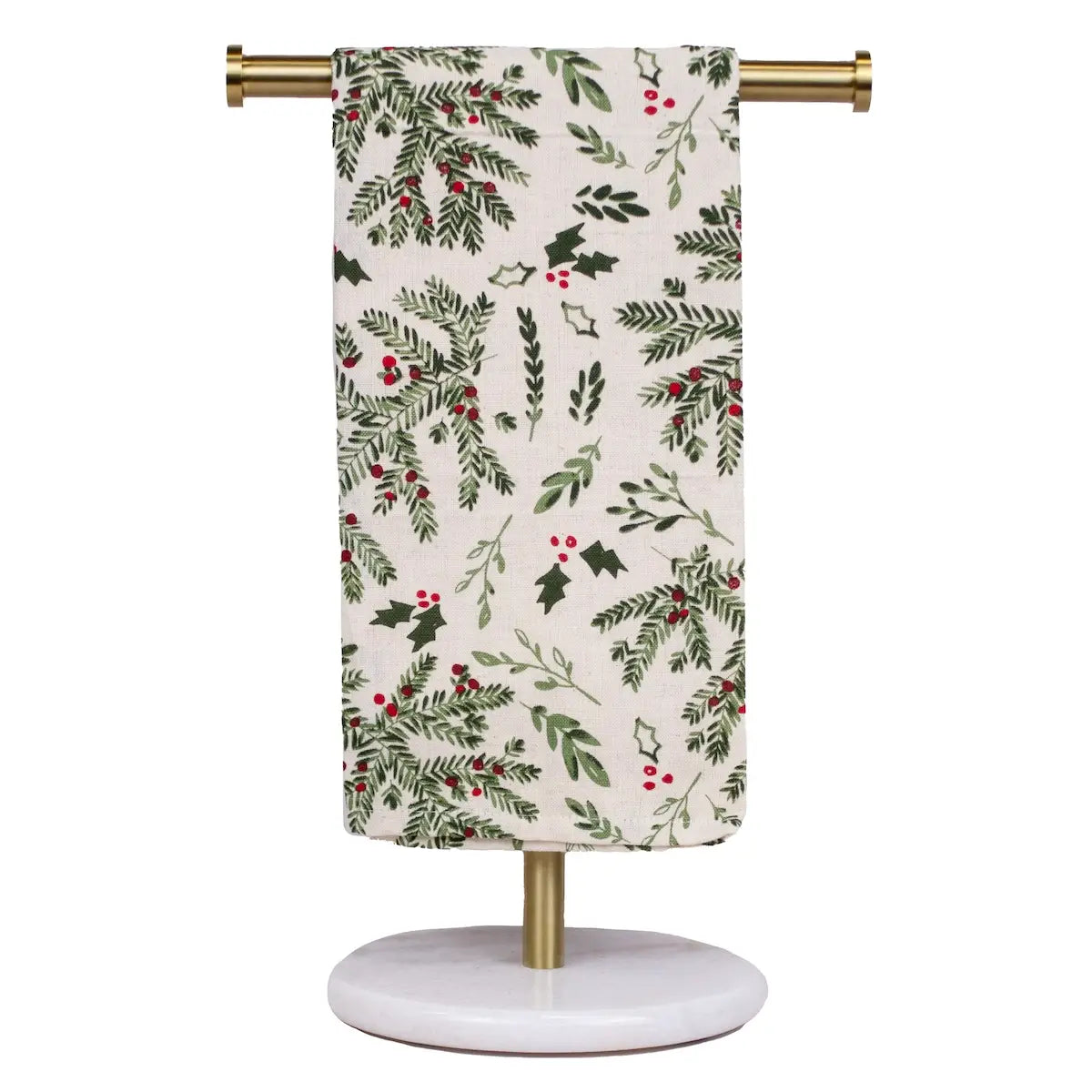 Holiday Foliage Hand Towel Cream/Green 20x28