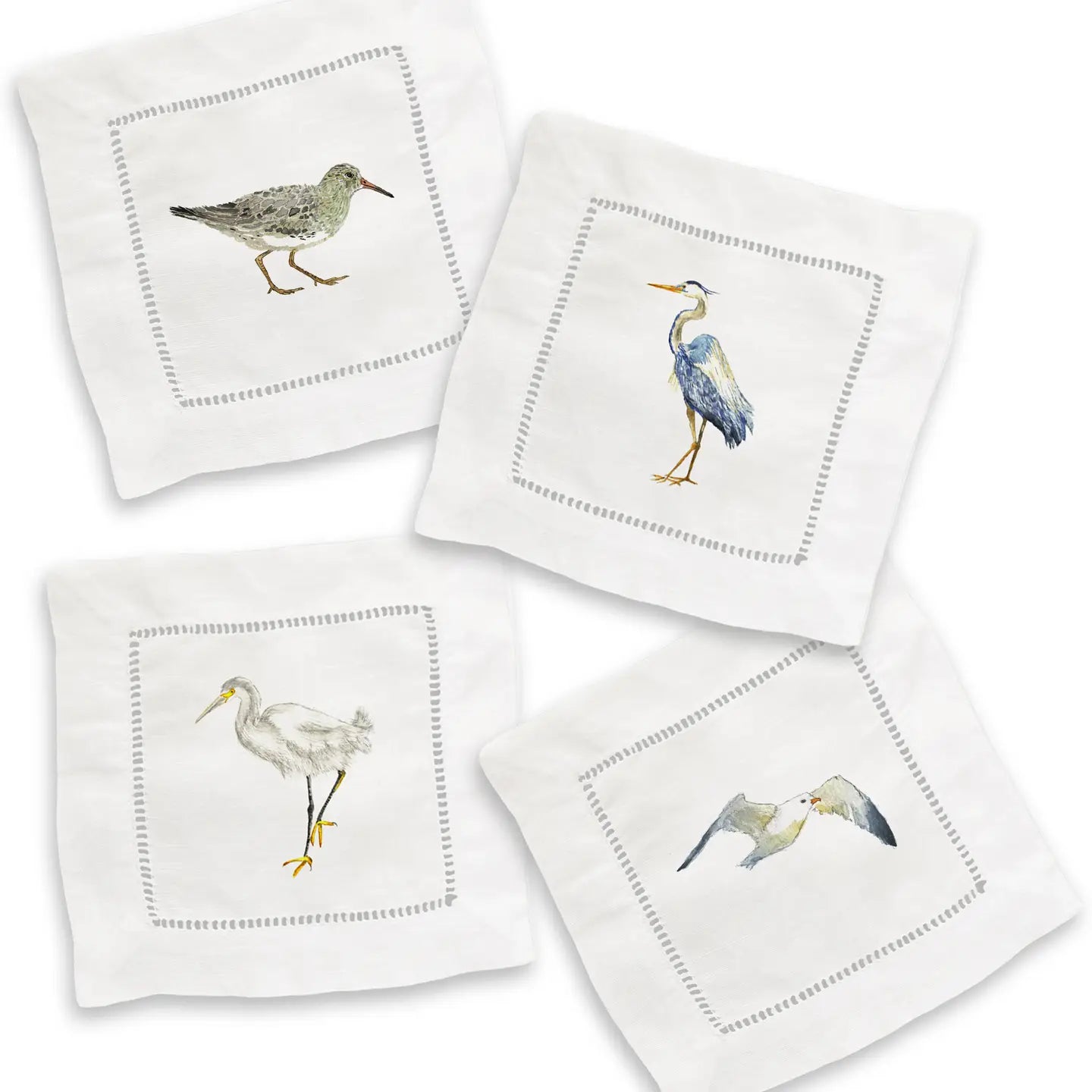 Sea Birds Mixed Linen Cocktail Napkin Set