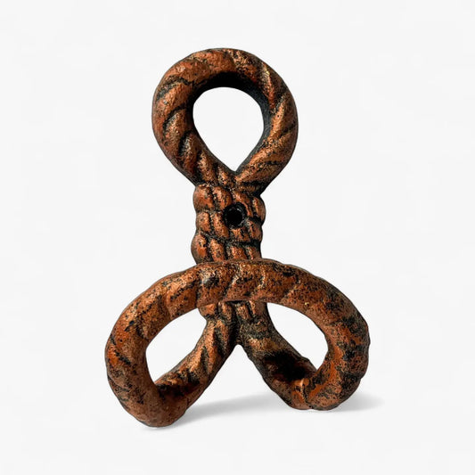 Nautical Rope Wall Hooks, Cast Iron Set of 2