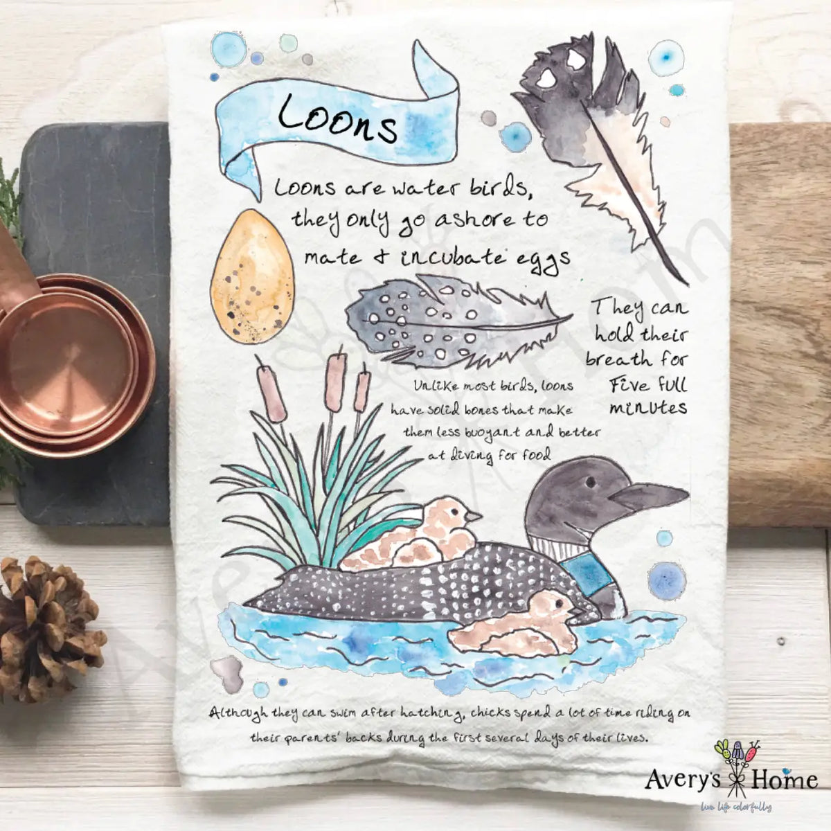All about the Common Loon tea towel
