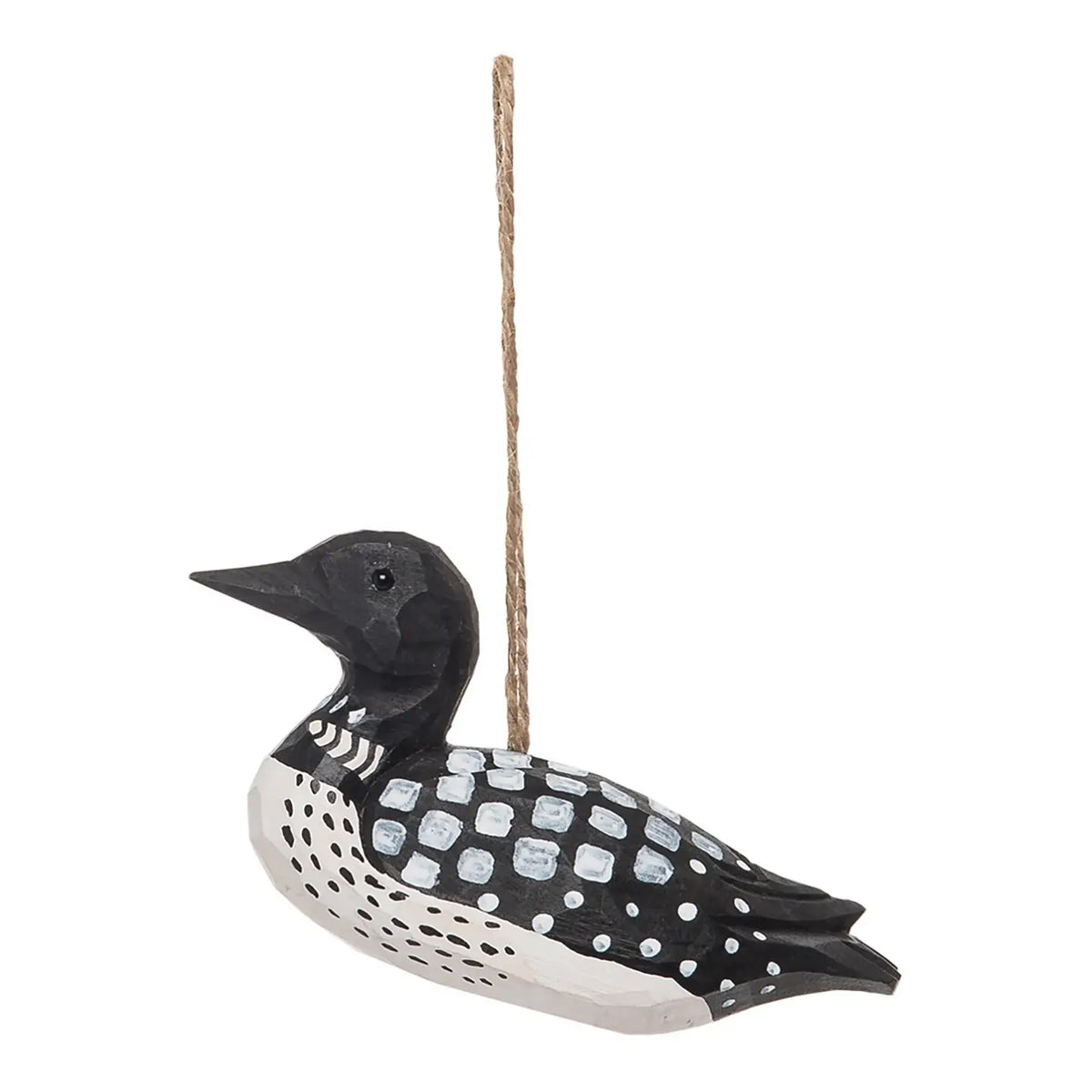 Christmas Loon Carved Wood Ornament