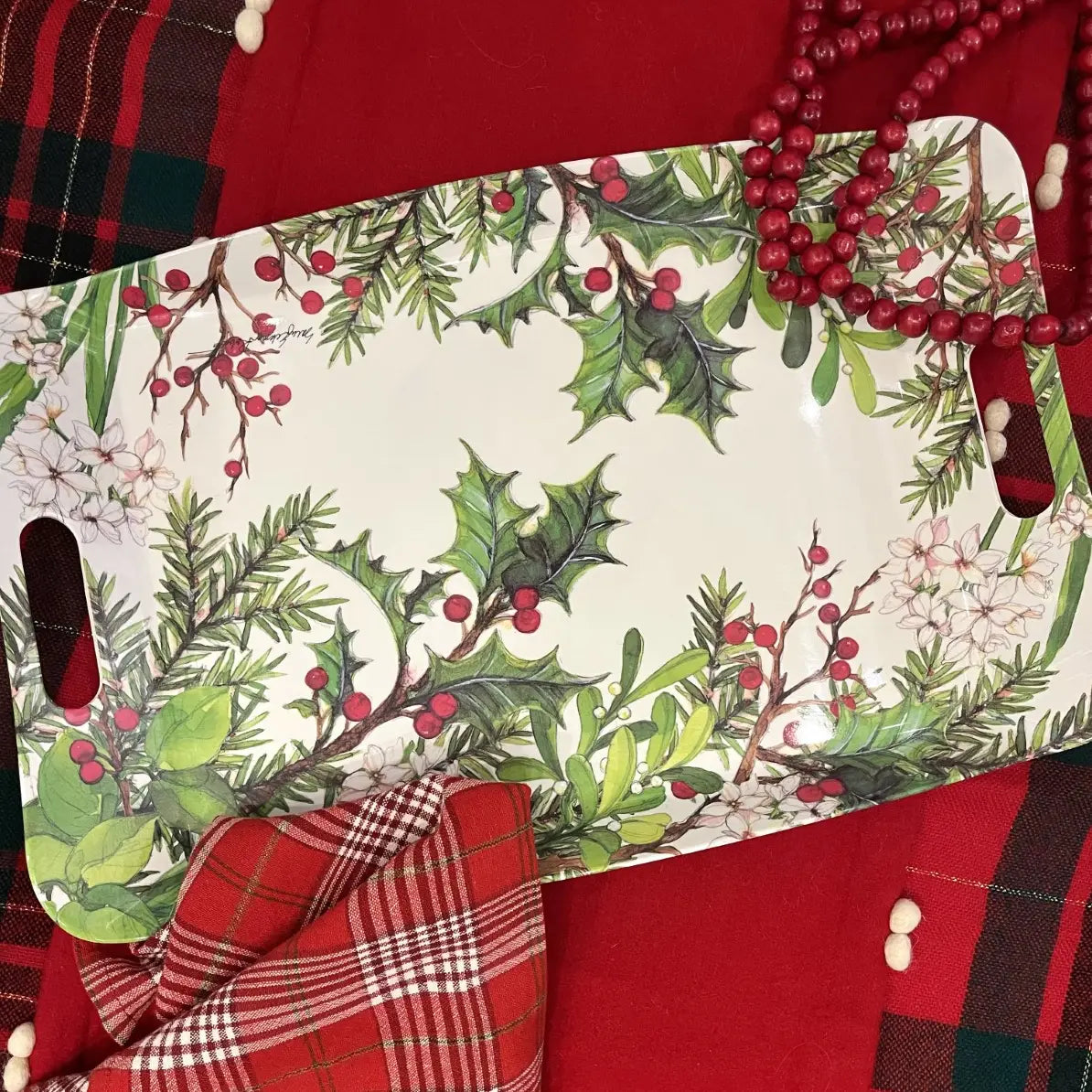 Holly & Berries Christmas Holiday Tray