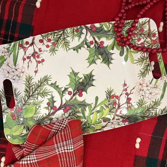 Holly & Berries Christmas Holiday Tray