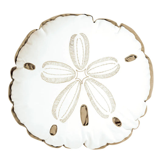 Sand Dollar Shaped Pillow - Beige/White