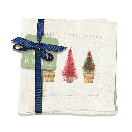 Triple Christmas Trees Hemstitch Napkins
