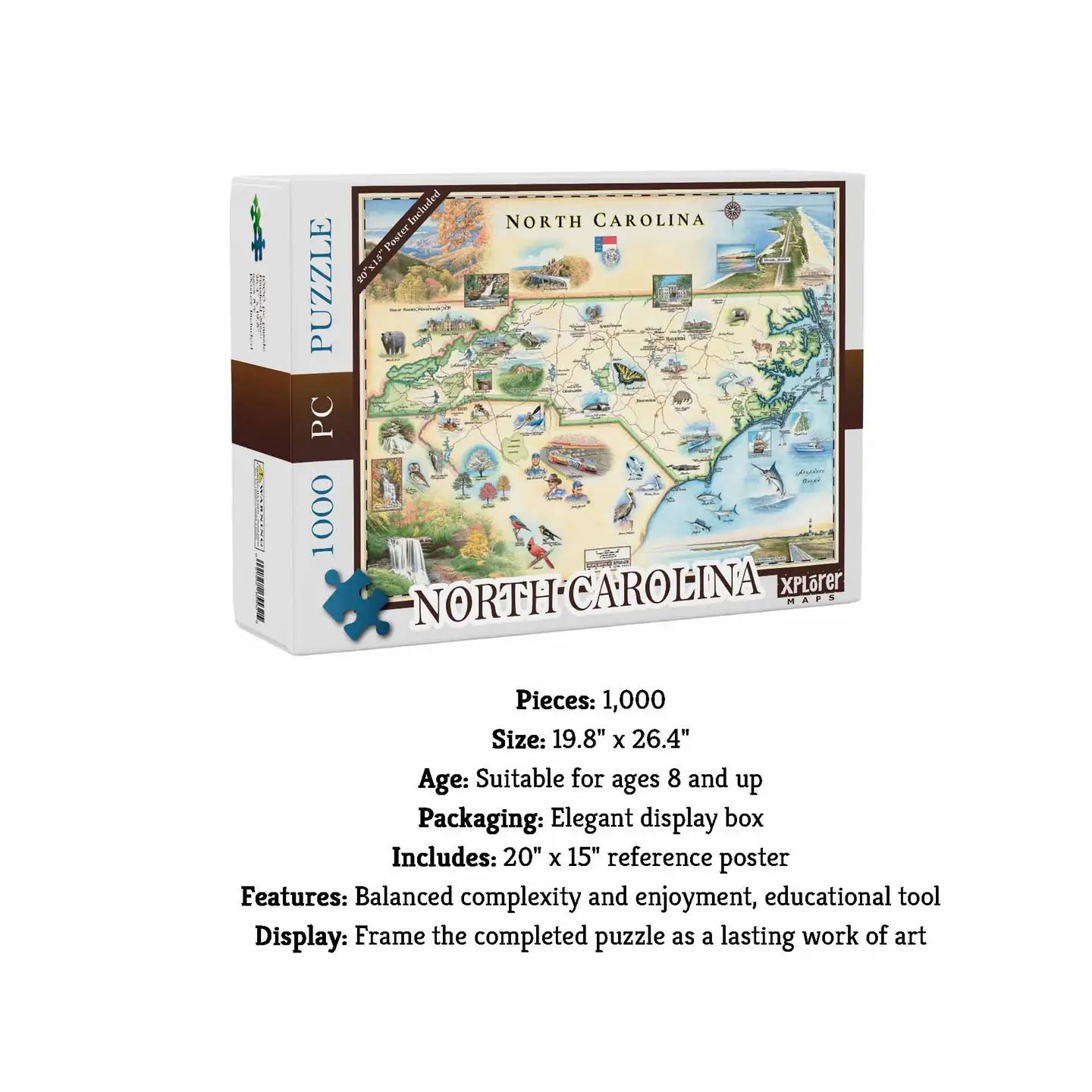 NC State Map Jigsaw Puzzle 1000 Pieces