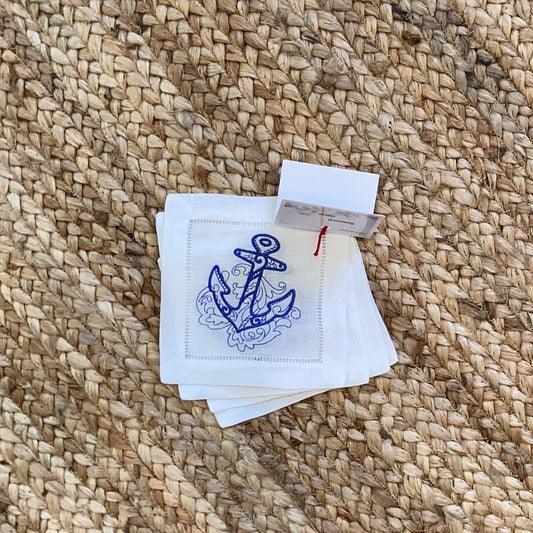 SGS Linen Blue Anchor Coasters