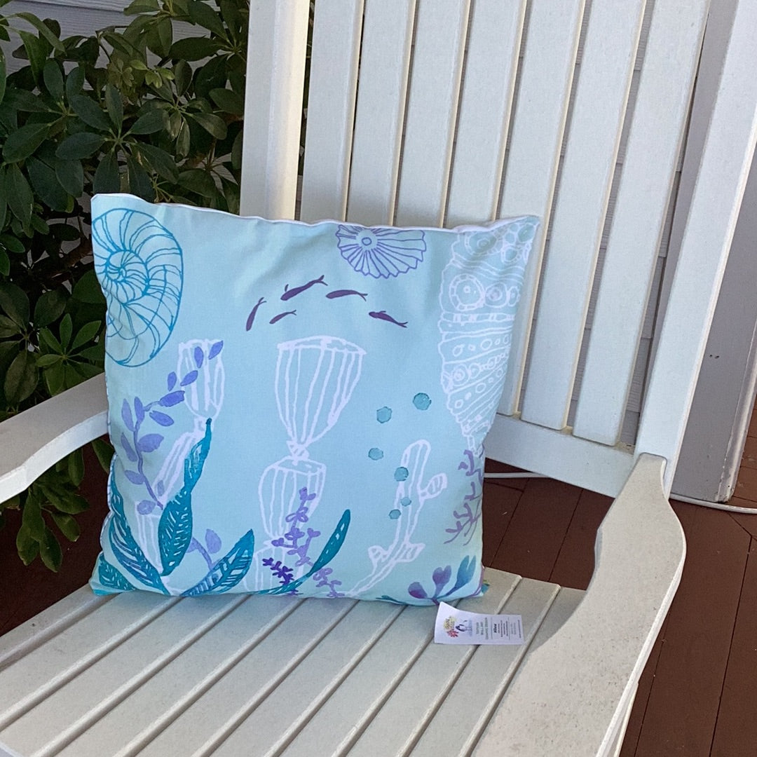 Seahorses and Aqua Marine, Pillow