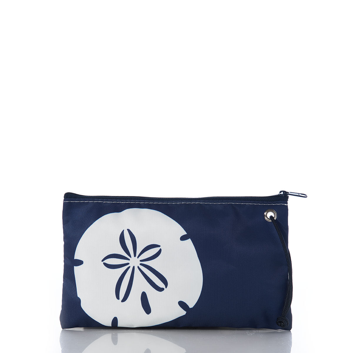 Sea Bags Large White Sand Dollar on Navy Wristlet