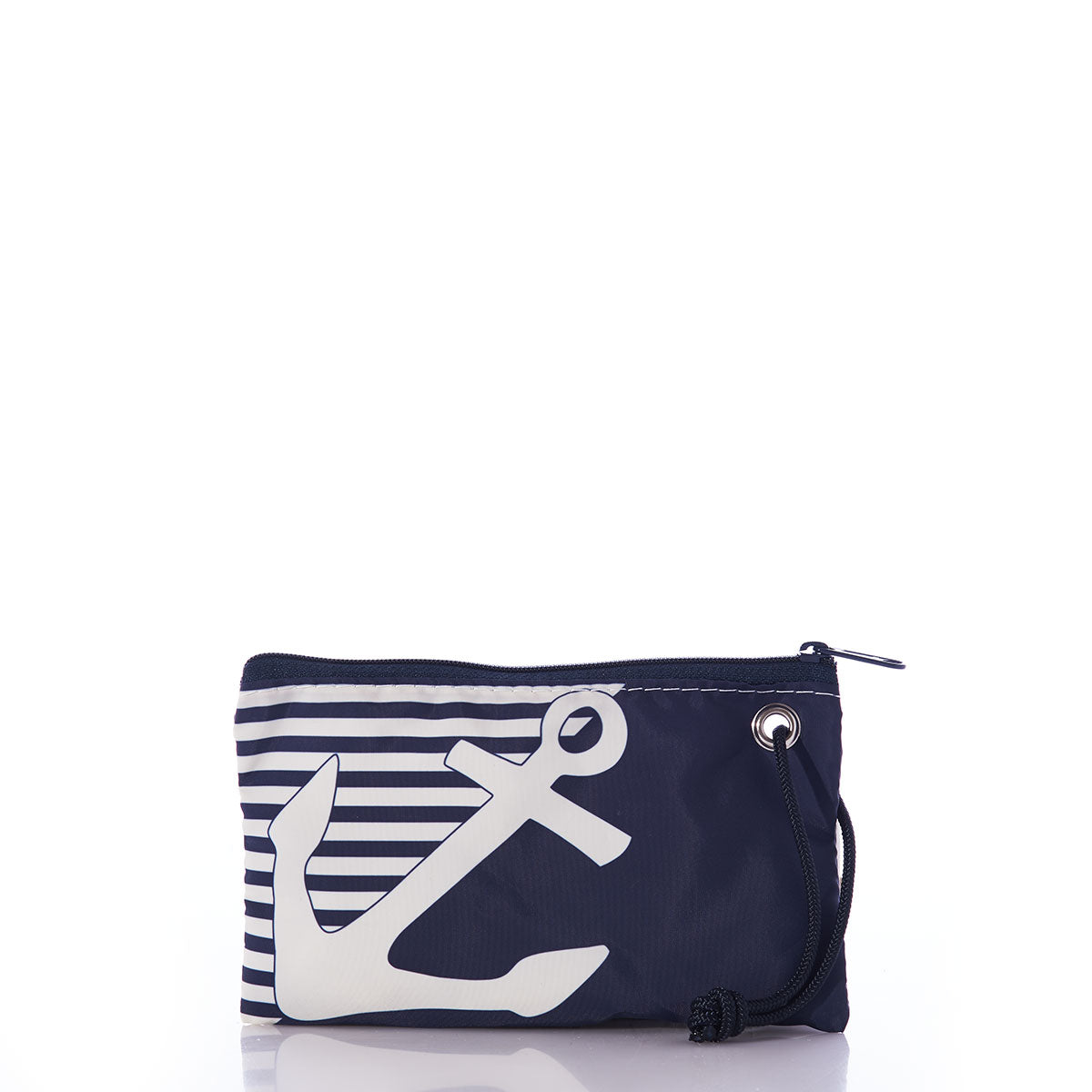 Sea Bags Small Breton Stripe White Anchor Wristlet