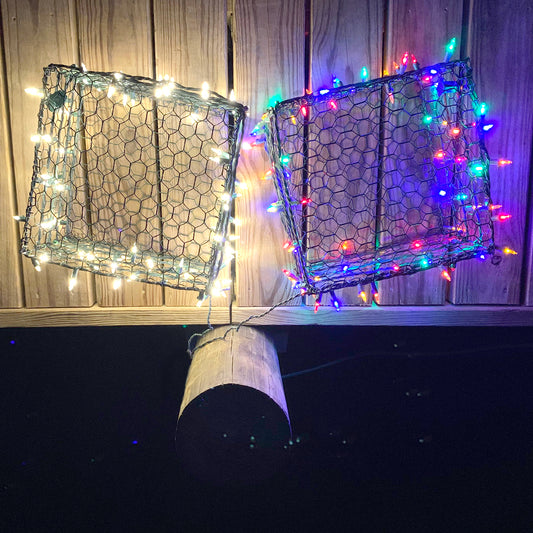 CB&M - 12" Cube Green/White Wire LED Clear/Multi Lights