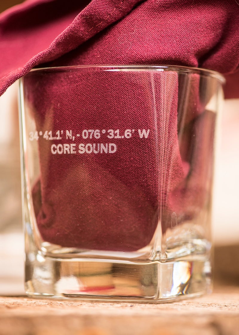 Engraved Cube Rock Glass