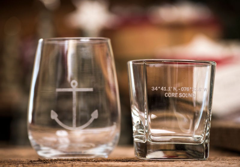 Engraved Cube Rock Glass