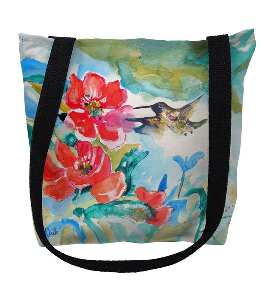 Hummingbird & Red Flower Tote Bag