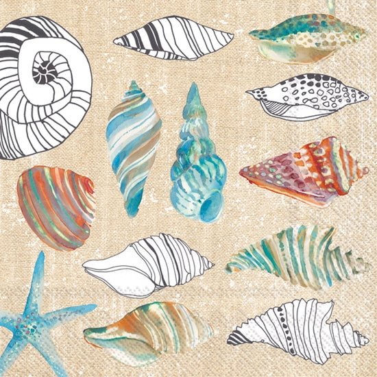Paper Cocktail Napkins - Clams in the Sand