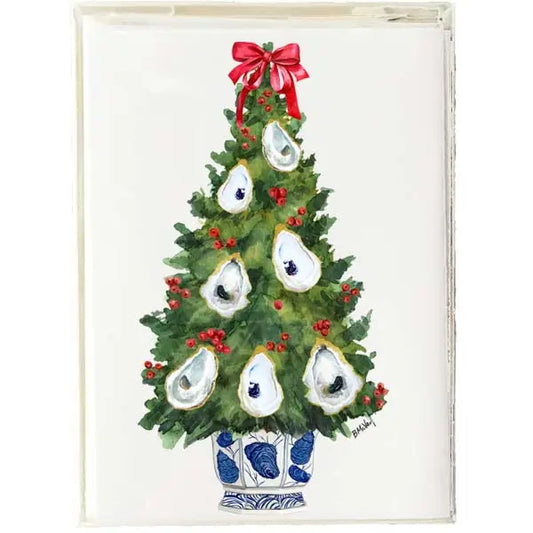 Christmas Blue & White Gilded Oyster Boxed Note Cards