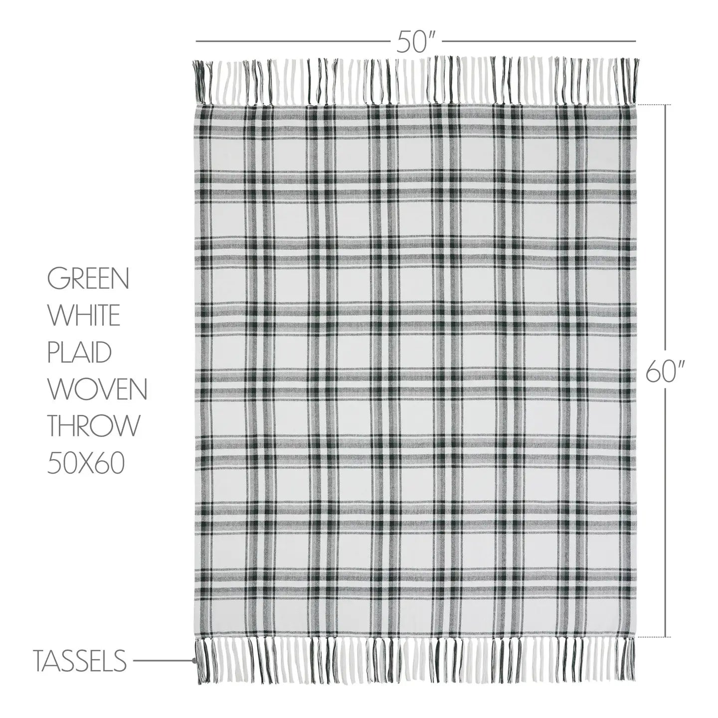 Harper Plaid Green White woven throw