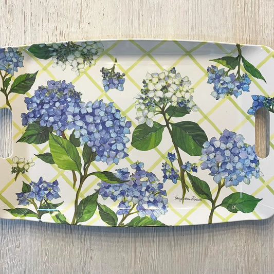 Hydrangea Lattice Floral Bamboo Serving Tray