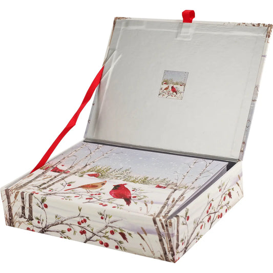 Cardinals in Winter Deluxe Boxed Holiday Cards