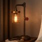 Table Lamp - Bronze Metal Pipe with Caged Shade, 18 in.