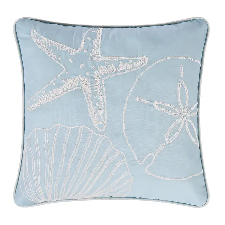 Starfish with Shells Throw Pillow