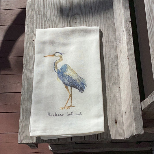 Blue Heron Dishtowel with Harkers Island