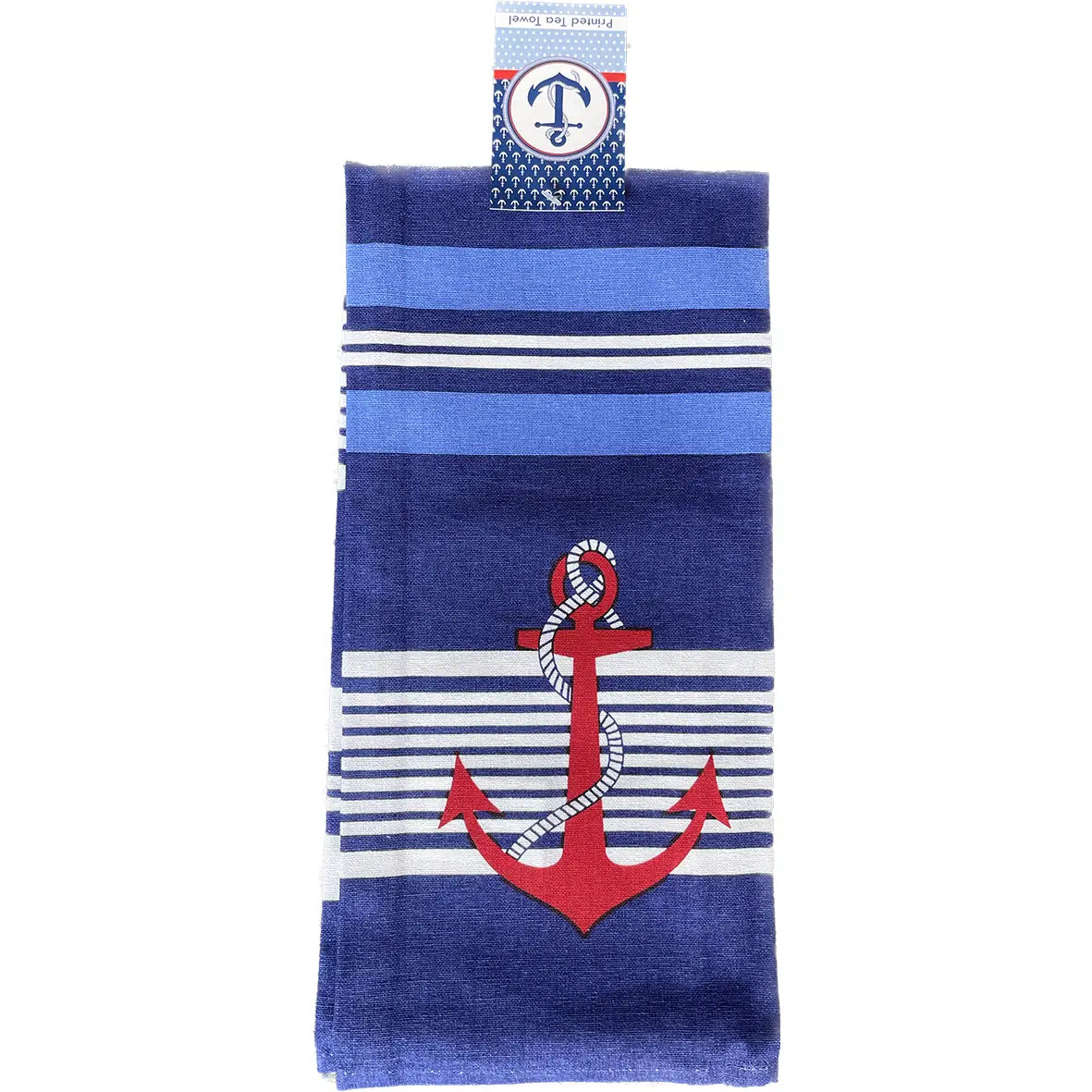 Tea Towel-Anchor on Stripes