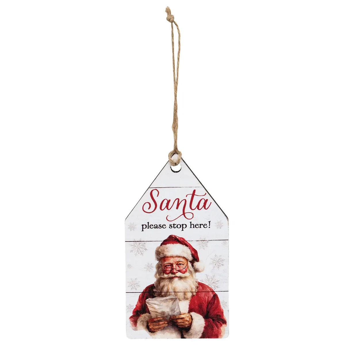Vintage Santa Believe Wooden Tag