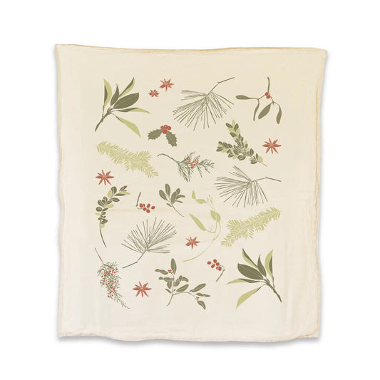 Kitchen Tea Towel Boughs & Berries Natural