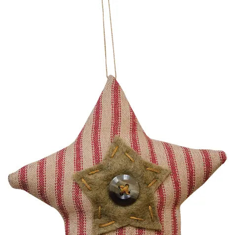 Ticking Button Star Ornament w/Button