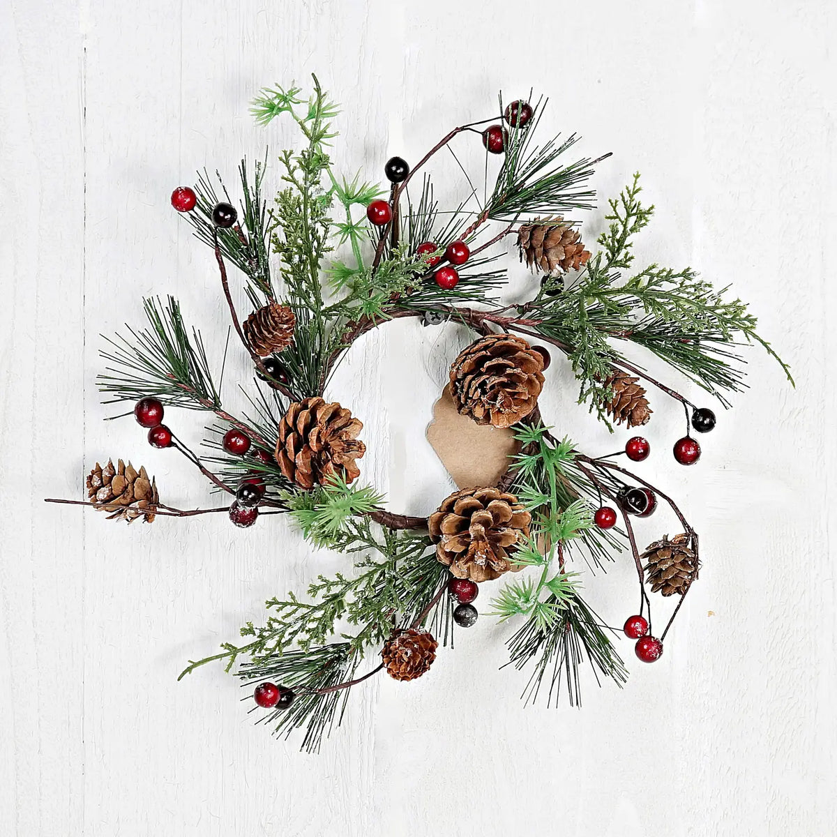 3.5" Icy Holiday Ring w/Pinecone & berry