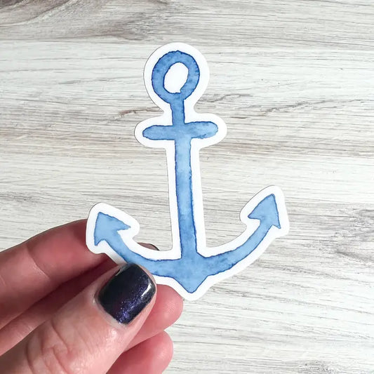 Blue Watercolor Anchor Sticker