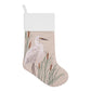 White Egret Embroidered Linen Stocking