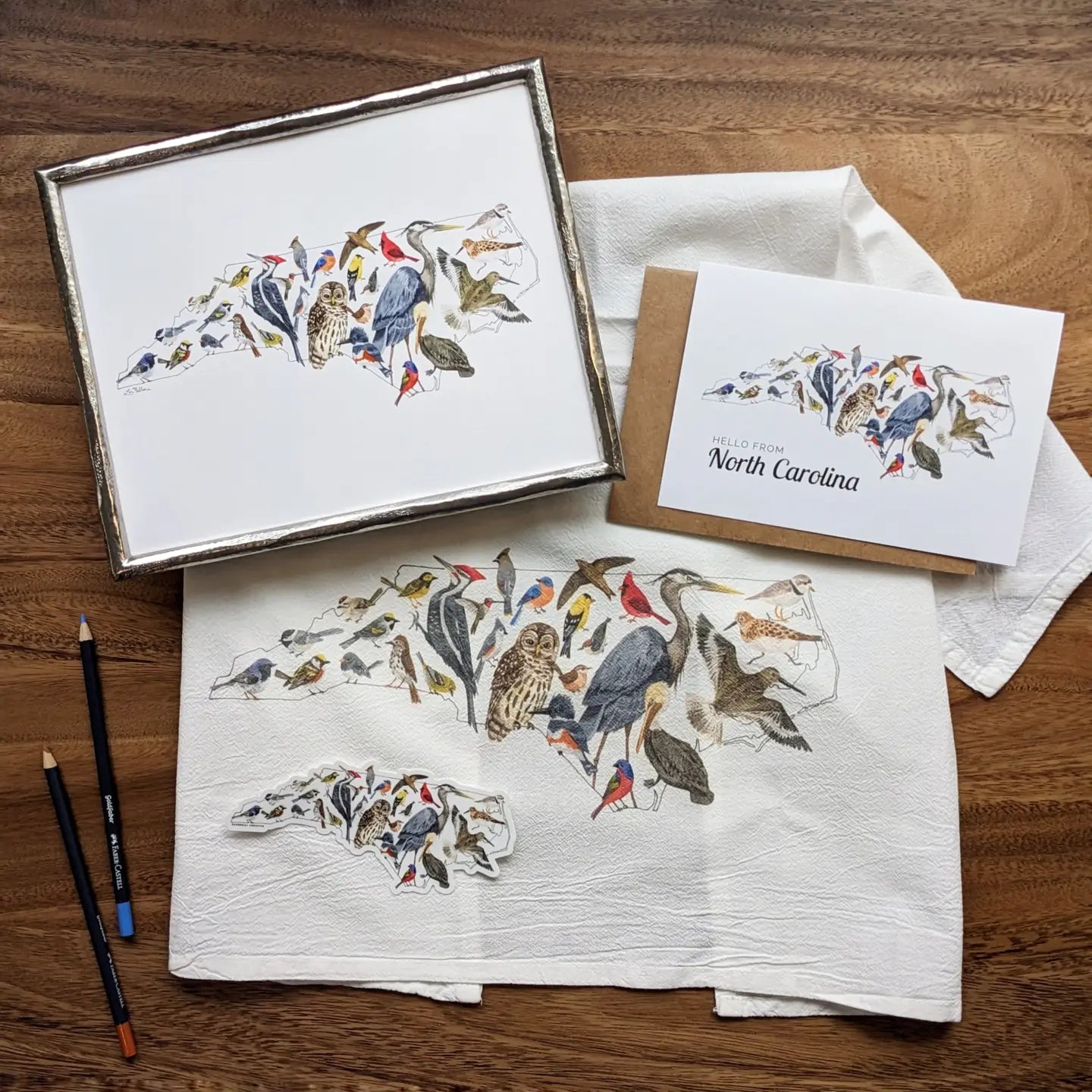 NC Birds notecard Set "Hello from NC" on Front