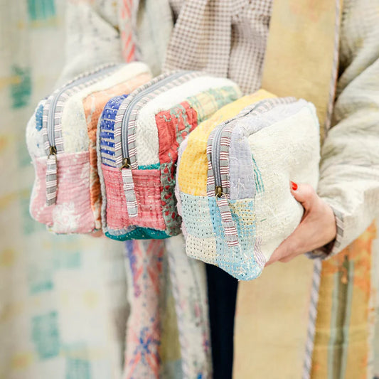 Sunburst Antique Kantha Cosmetic Bag