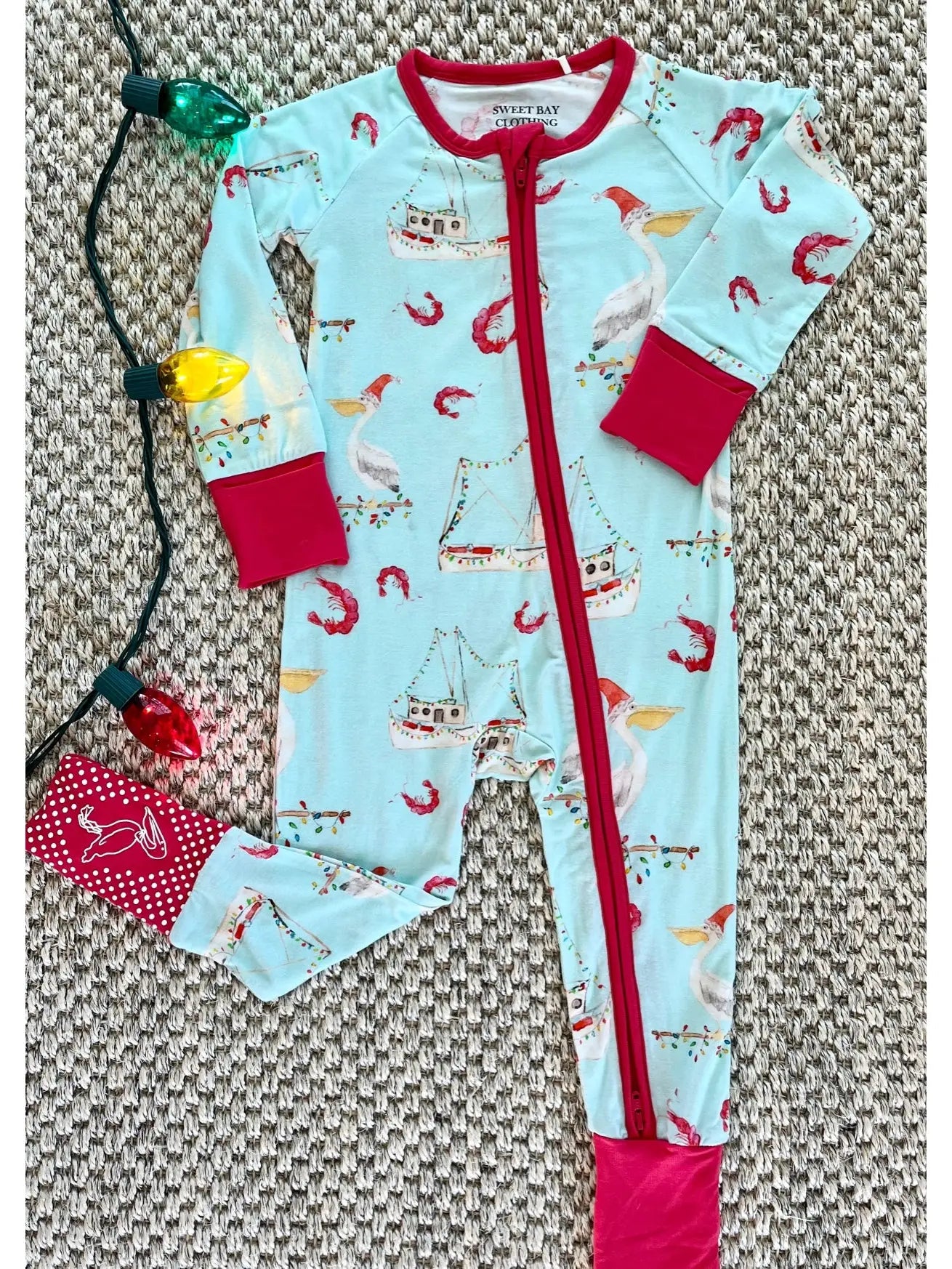 Shrimp Boat Christmas Zipper Onesie