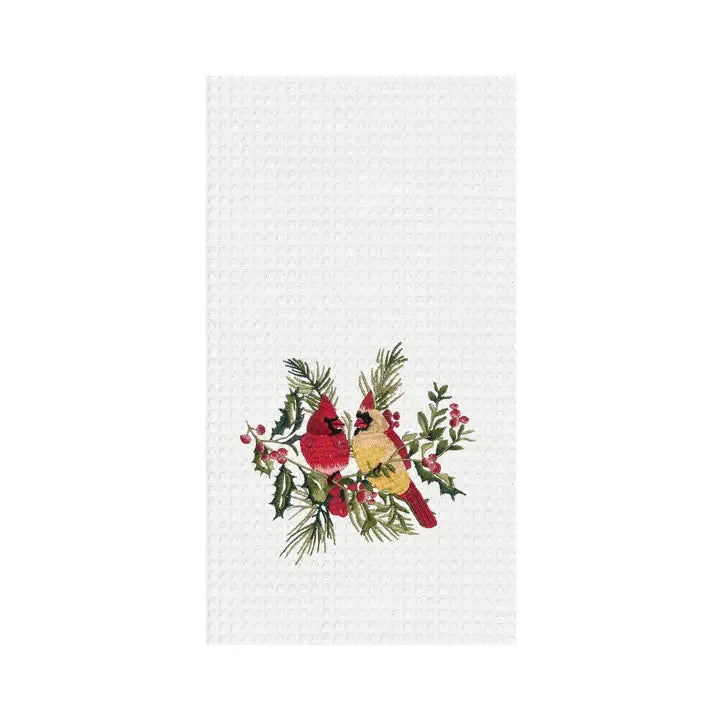 Christmas Cardinal Duo Berry Botanical Kitchen Towel