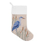 Blue Heron Embroidered Linen Stocking