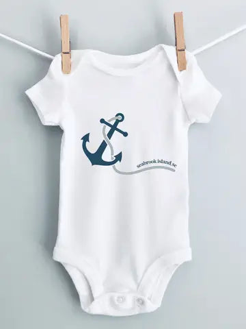 Nautical Infant Bodysuit White w/Blue Anchor