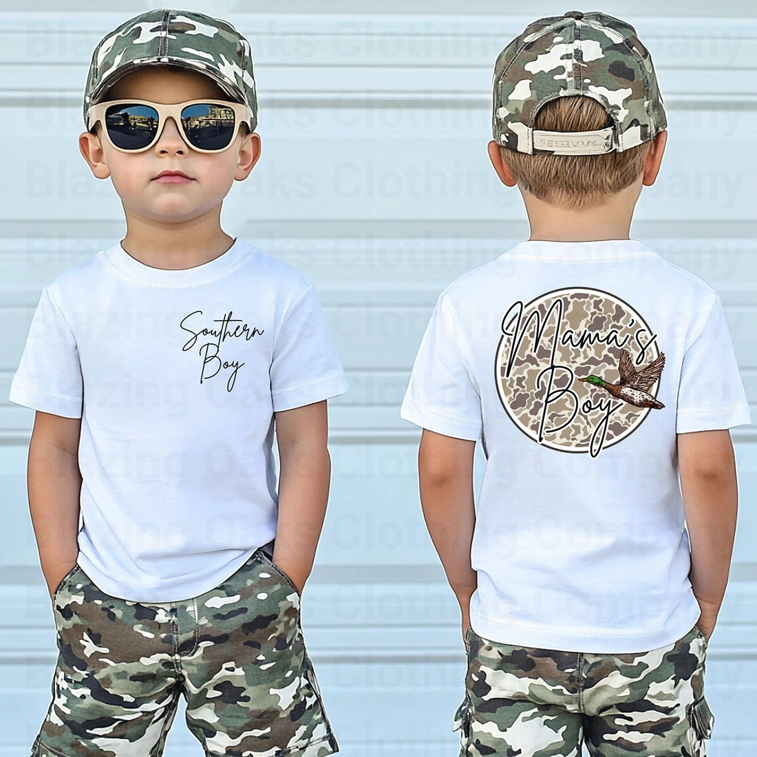 Camo Mama's Boy Shirt, Carolina Blue, Long Sleeve