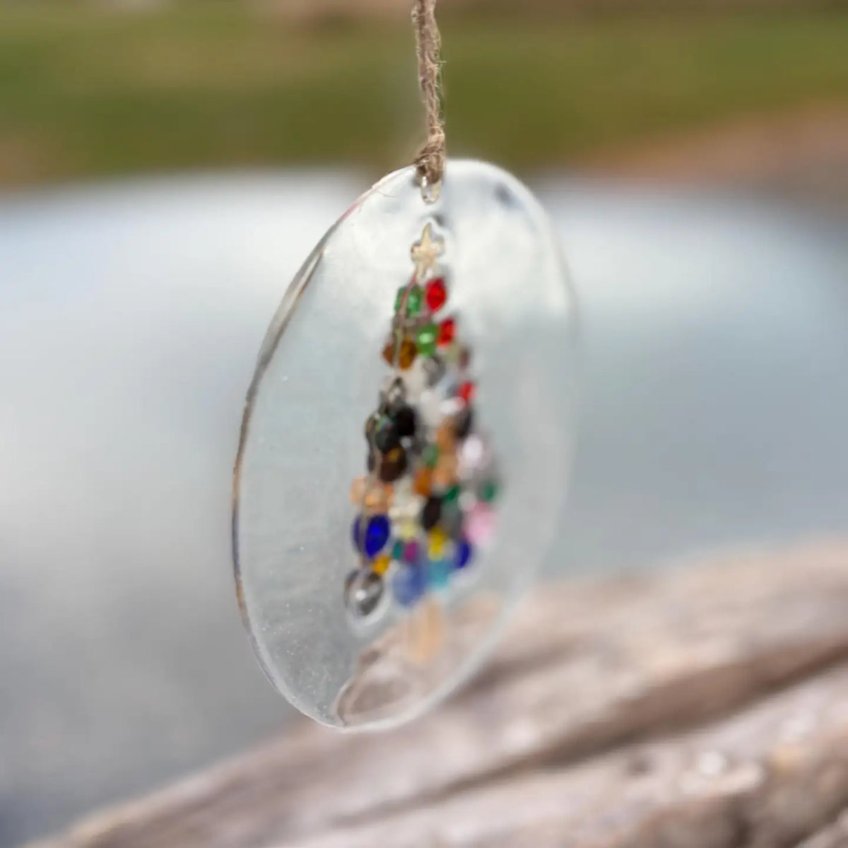 Handmade Beaded Resin & Glass Christmas Tree Multi