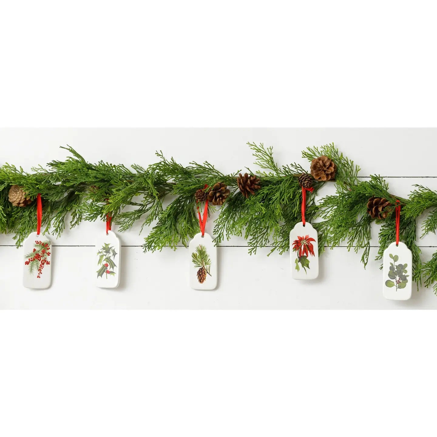 Winter Botanical Ceramic Ornaments