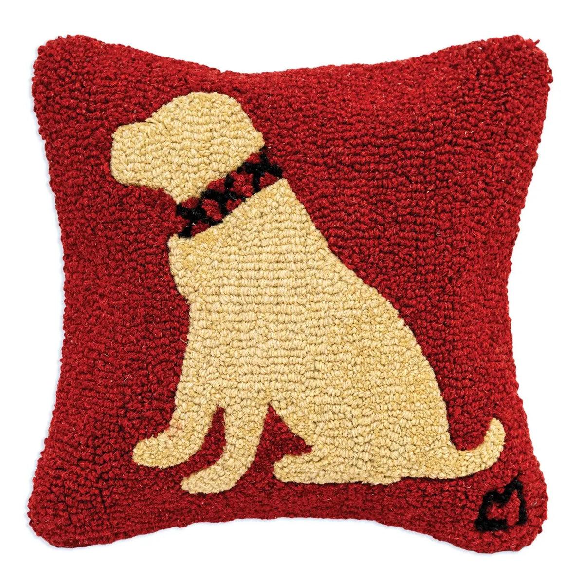Duke Yellow Lab, Hooked Wool Pillow