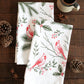 Winter Cardinal tea towel