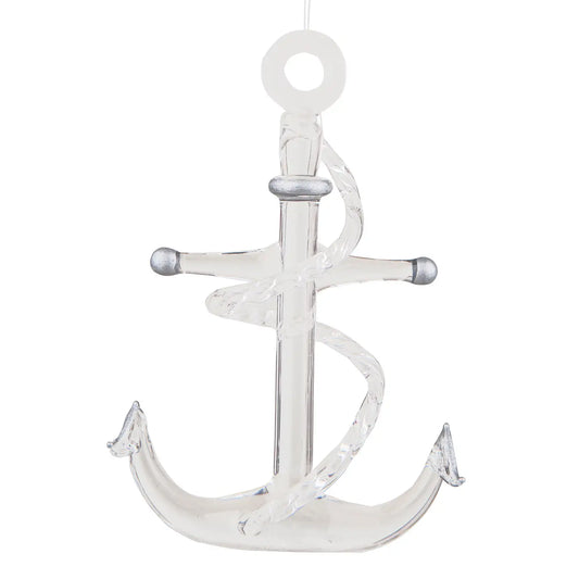 Christmas Anchor Glass Ornament