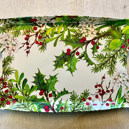 Holly & Berries Christmas Holiday Tray