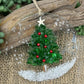Coastal Christmas Ornament-Green Glass Tree with Berries
